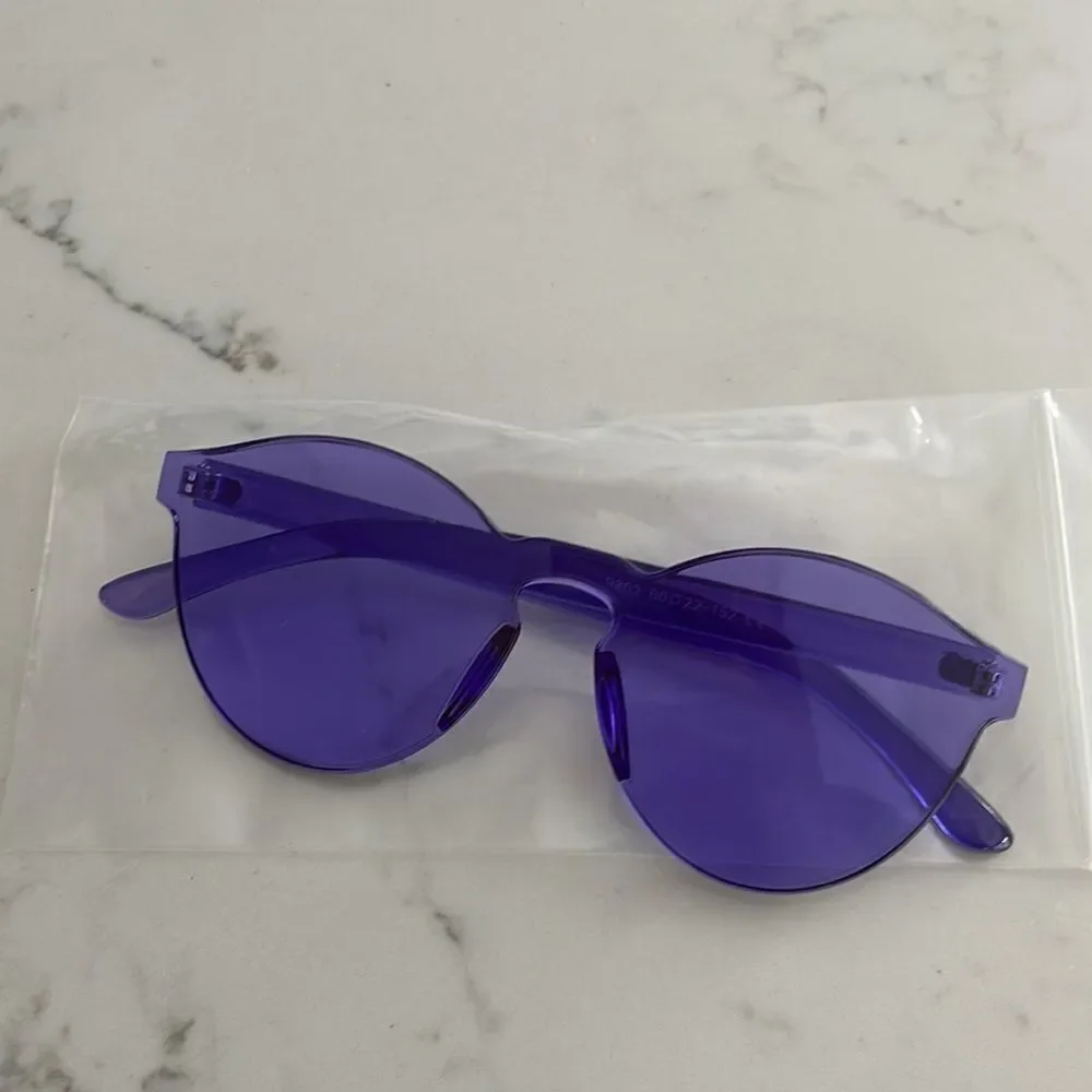 PURPLE Rimless Sunglasses Transparent - new in package